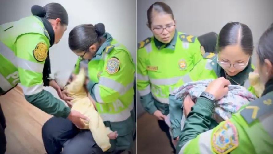 juliaca: suboficial de la policía amamanta a un bebé abandonado