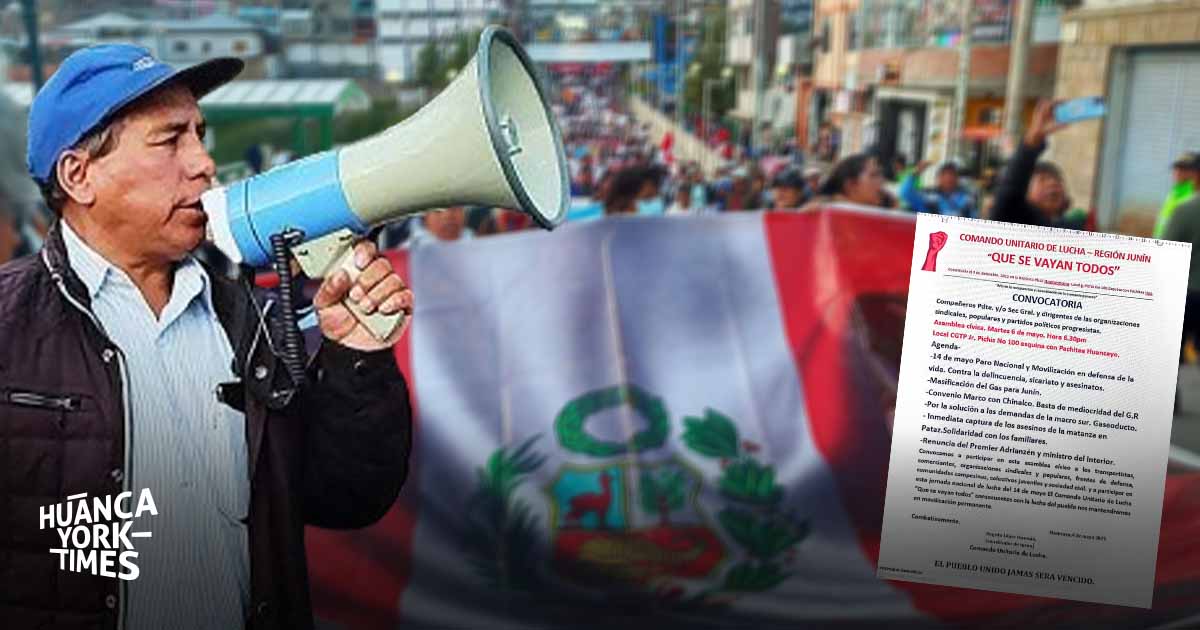 huancayo se suma al paro del 14 de mayo con demanda central de renuncia del premier adrianzén