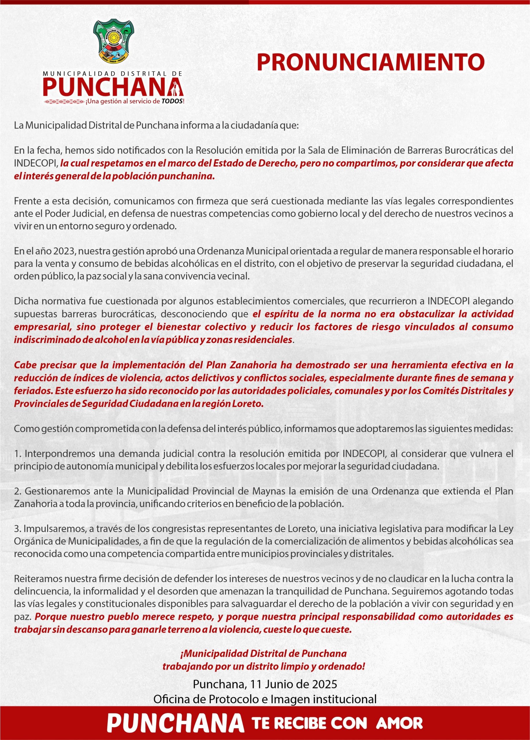 loreto: punchana rechaza anulación de 'plan zanahoria'