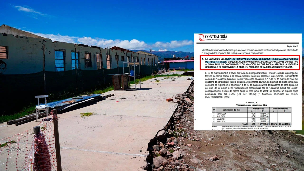 ayacucho: contraloría confirma paralización de obra del hospital de puquio por más de un año