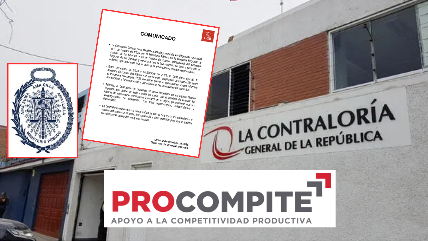 trujillo: contraloría responde tras allanamiento de la fiscalía a sus oficinas por programa procompite