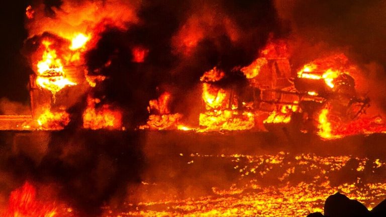 arequipa: accidente en panamericana sur causa explosión y muerte de conductor