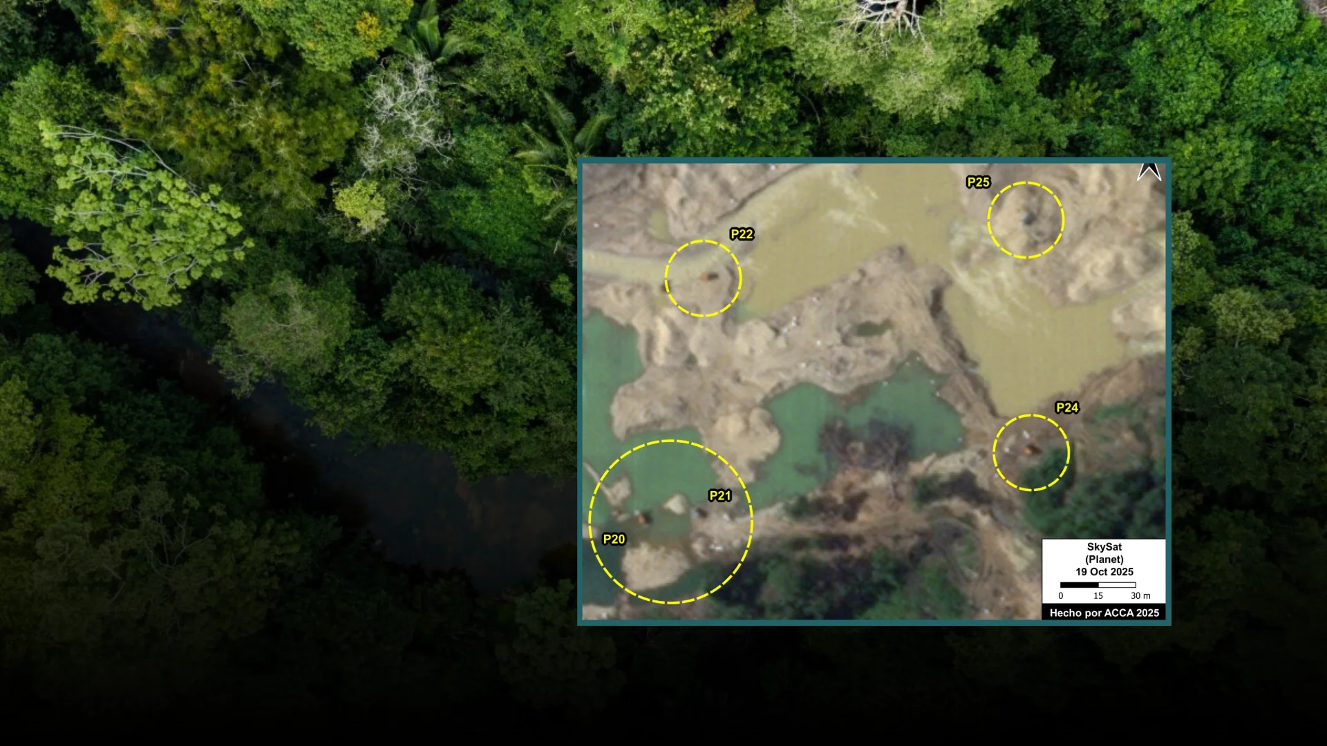 amazonas: imágenes satelitales revelan infraestructuras mineras y seis máquinas operando en zona remota