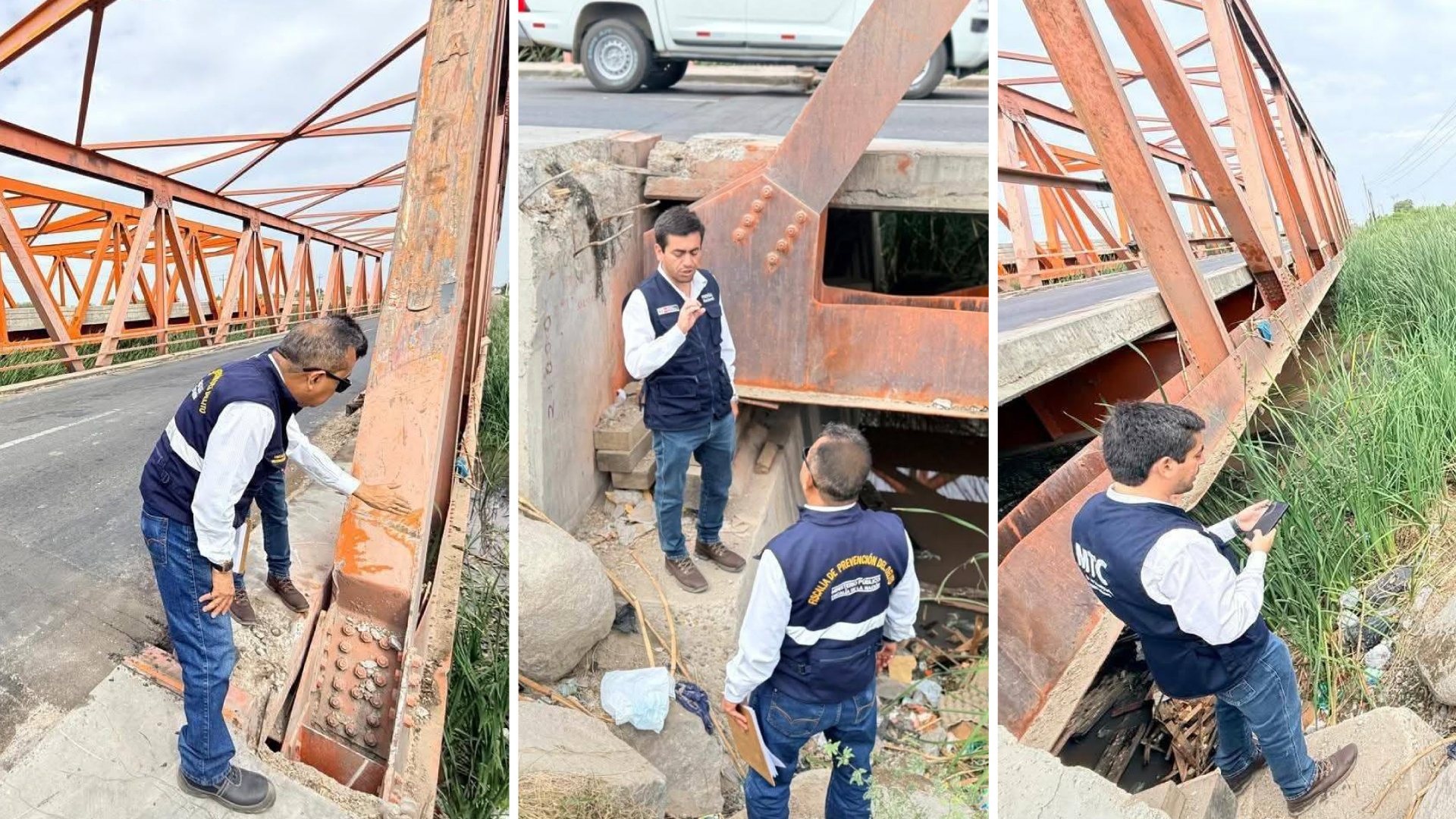 piura: colocan apoyos de madera en puente "las monjas" por serias deficiencias en su construcción