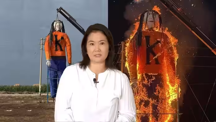Ica: En Pisco iniciaron el 2026 con la quema de un muñeco gigante de Keiko Fujimori