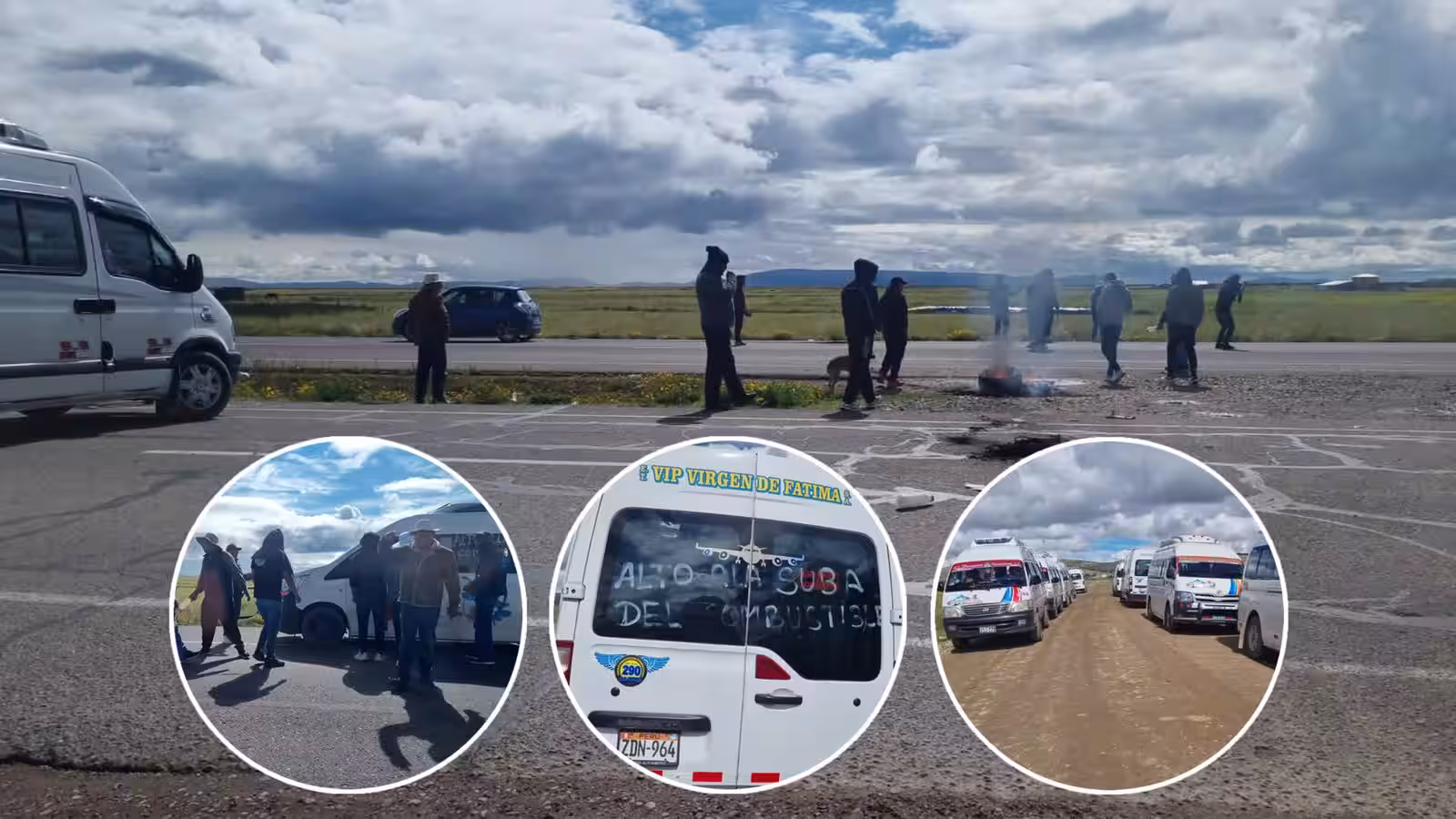 transportistas de paucarcolla bloquean vía puno juliaca por alza de combustible