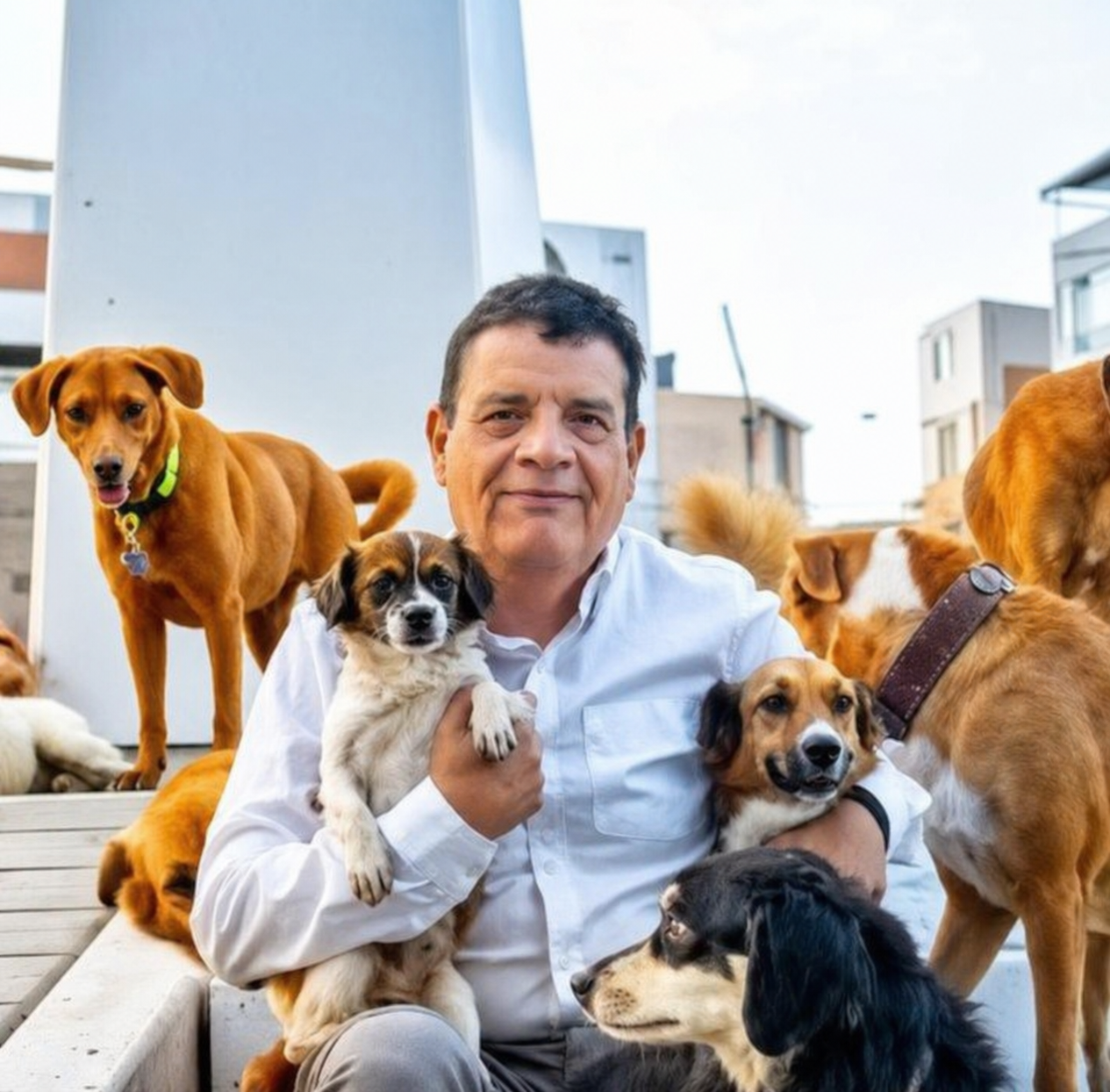 Jorge Luis Alcalde Alfaro, de 58 años, era promotor de iniciativas en defensa de los animales. Al momento que le arrancaron la vida, cargaba en brazos a su mascota.