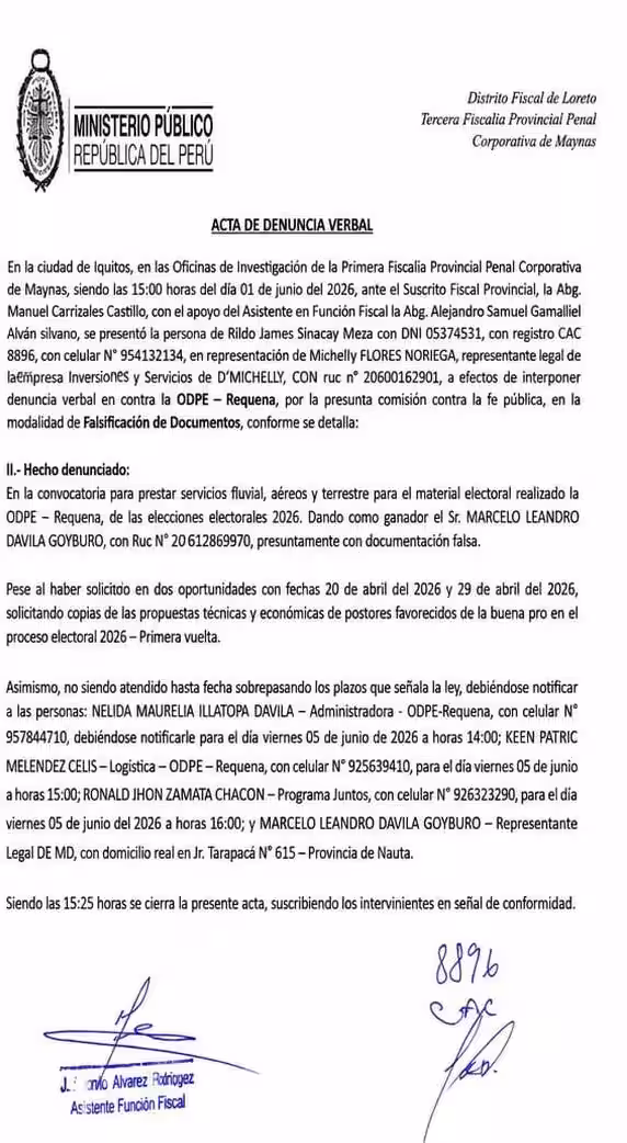 Loreto: Irregularidades en ODPE Requena por contrato de transporte electoral