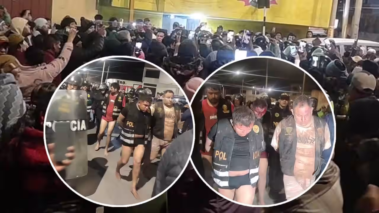 Juliaca: Pobladores retienen a cuatro presuntos policías acusados de asaltar una vivienda en la salida a Lampa